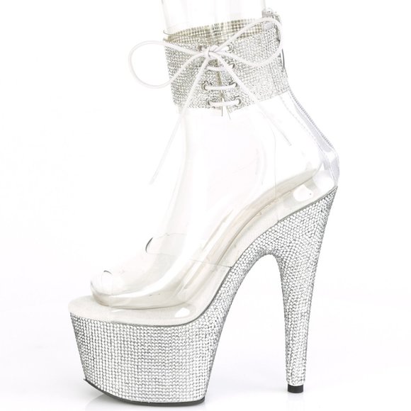 Women Transparent Rhinestone Clear High Heel Shoes